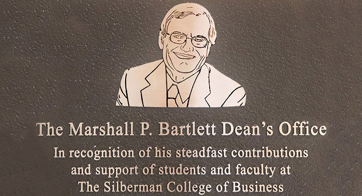 The Marshall P. Bartlett Dean's office plaque.