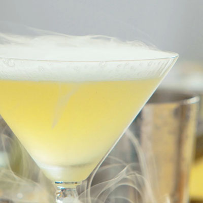 A martini glass shrouded in mist